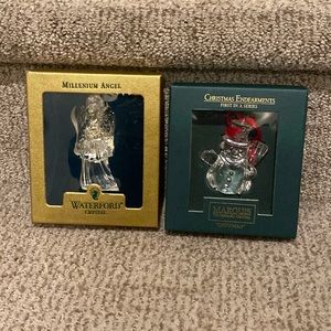 Pair of Waterford Holiday ornaments